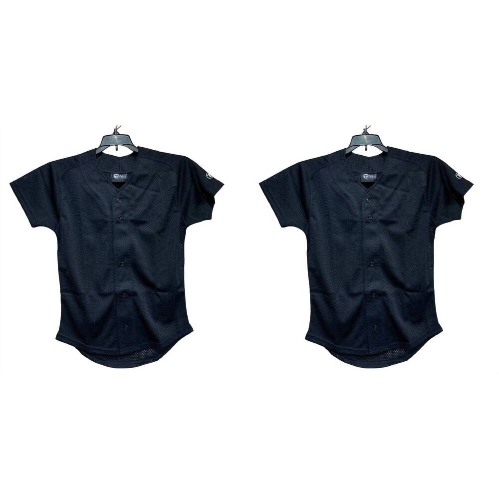 NEW TAG TEAM youth button down baseball mesh short sleeve jersey - 2-pack in bla